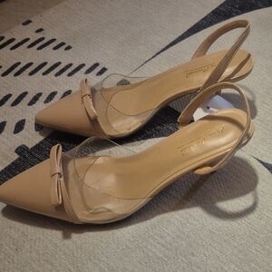 Anne Michelle Beige Slingback Heels